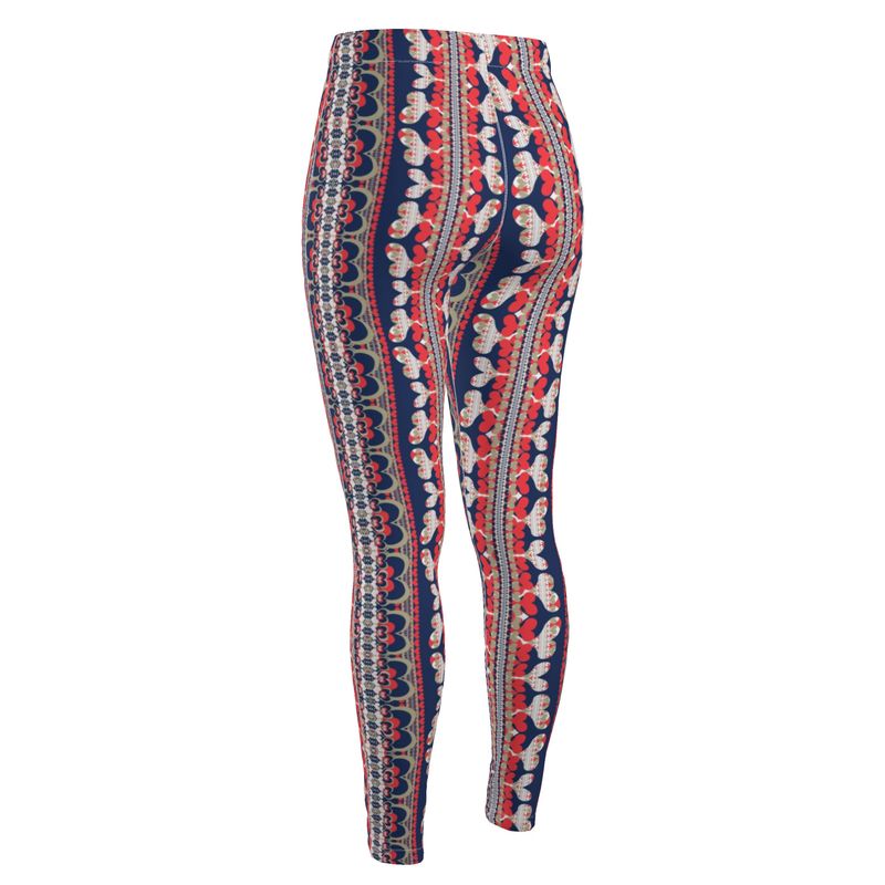 High Waisted Leggings in Bona Bones Blue