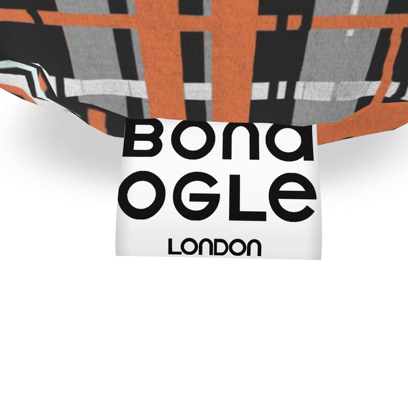 Big Bolster Cushion in Dripping Plaid Gray Coral