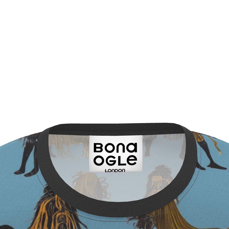 All Over Print T-shirt in Hairy Horses Air Force Blue