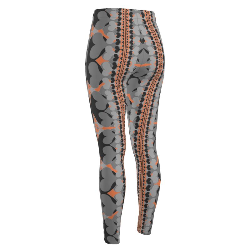 High Waisted Leggings in Bona Bones Gray Coral