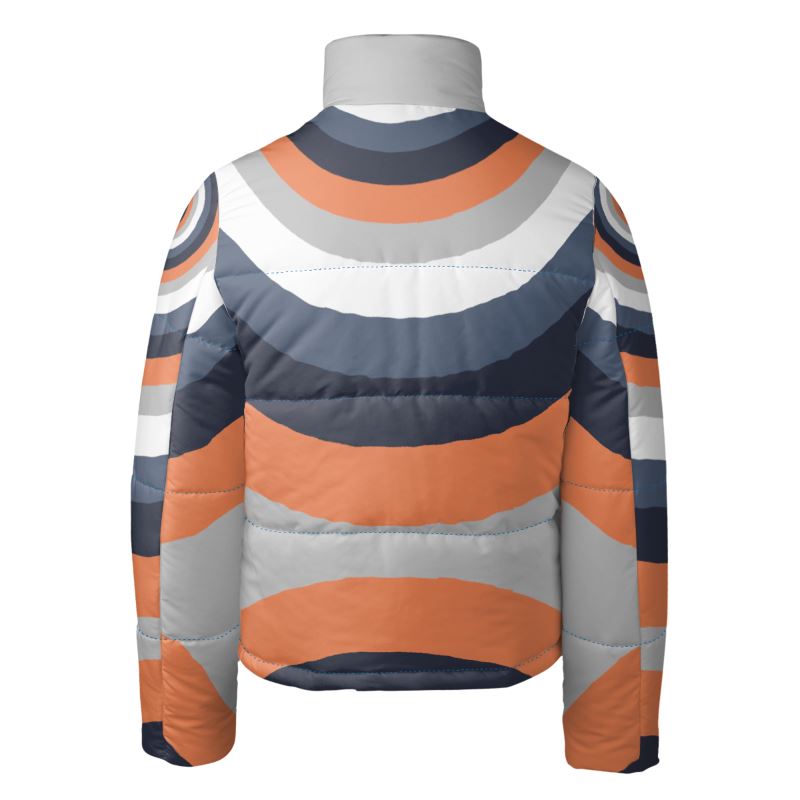 Puffer Jacket in Circles Gray Coral