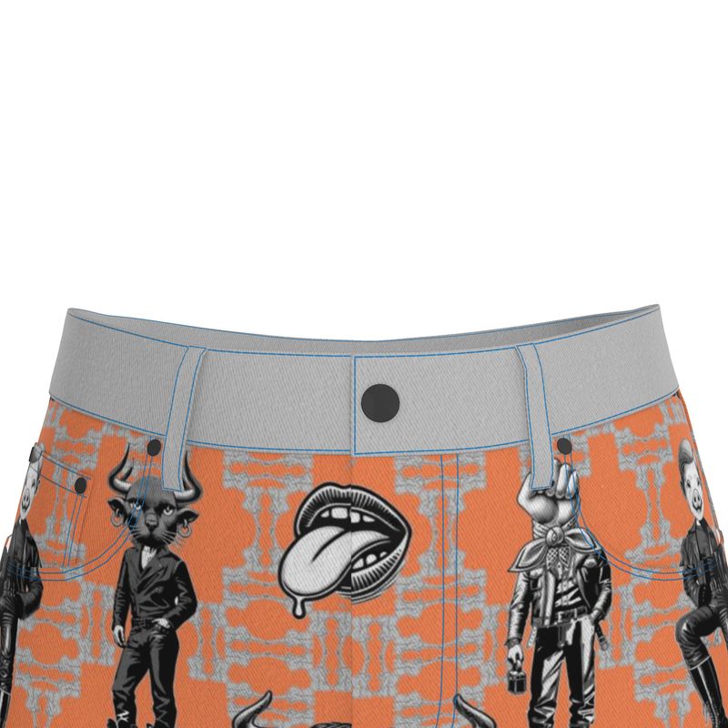 Denim Midi Skirt in critters grey coral