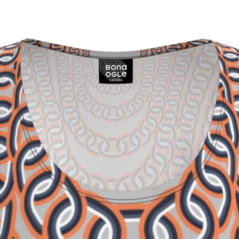 Tunic T Shirt Dress in graduating chains grey coral