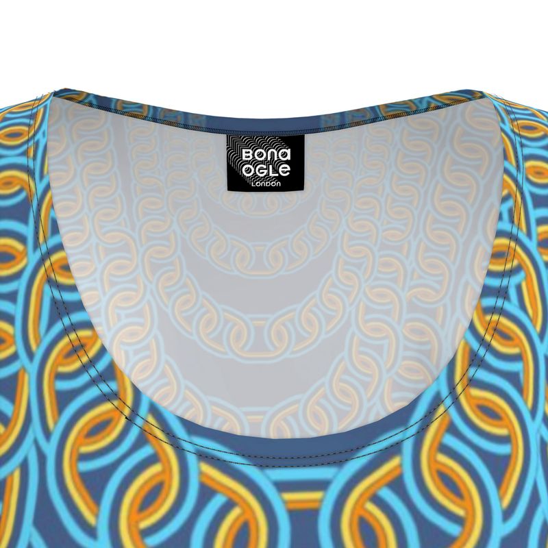 Tunic T Shirt Dress in Graduating Chains Vivid