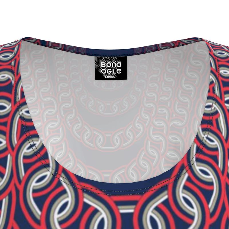 Tunic T Shirt Dress in Gaduating Chains Sports Blue