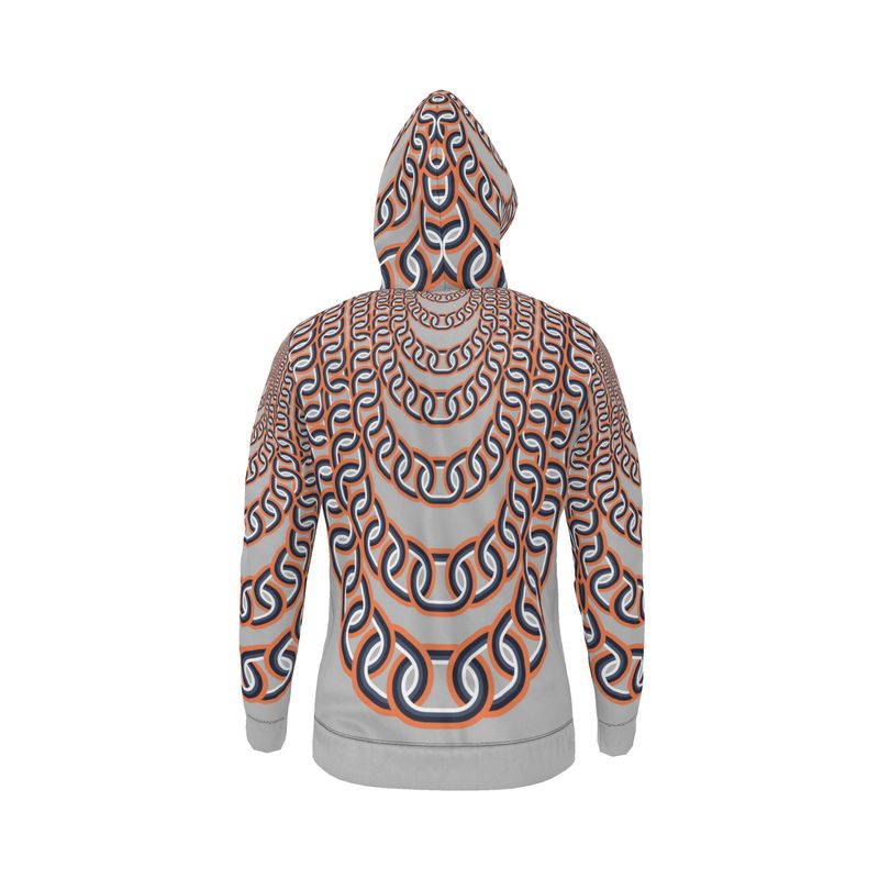 Hoodie Jacket With Zip in graduating chains grey coral