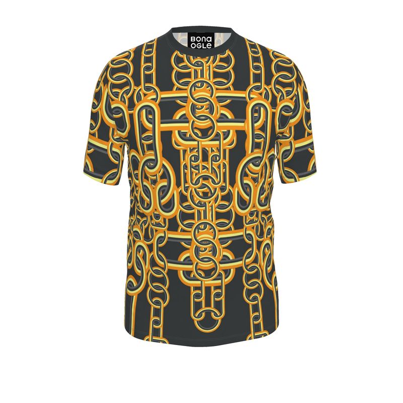 All Over Print T-Shirt in Diagonal Chains Orange