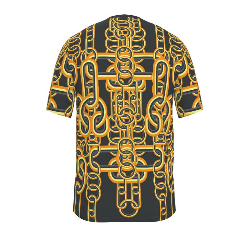 All Over Print T-Shirt in Diagonal Chains Orange