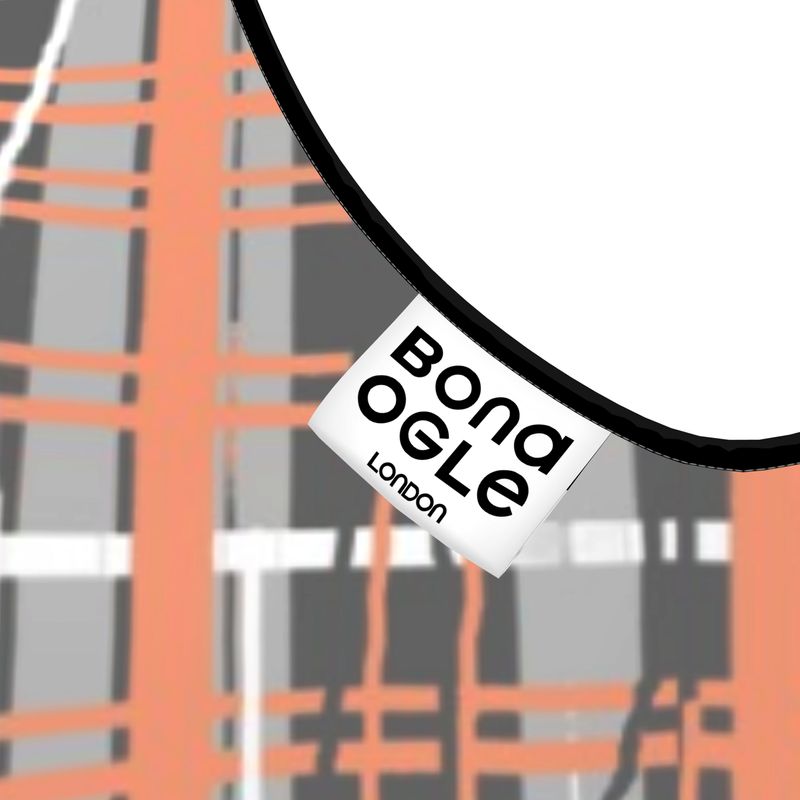 Sleevless Midi Dress in Dripping Plaid Gray Coral