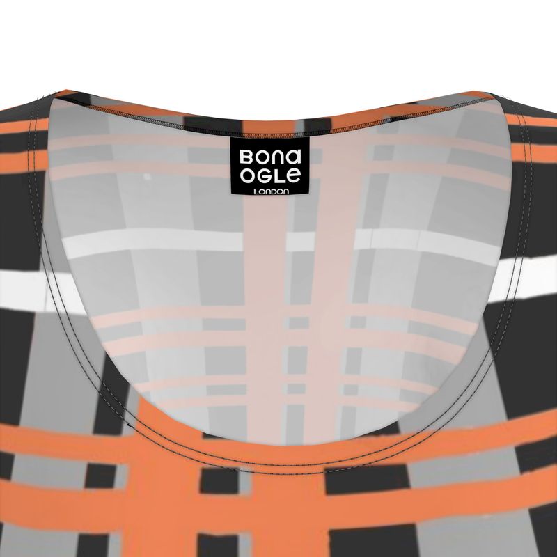 Tunic T Shirt Dress in plaid drips gray coral