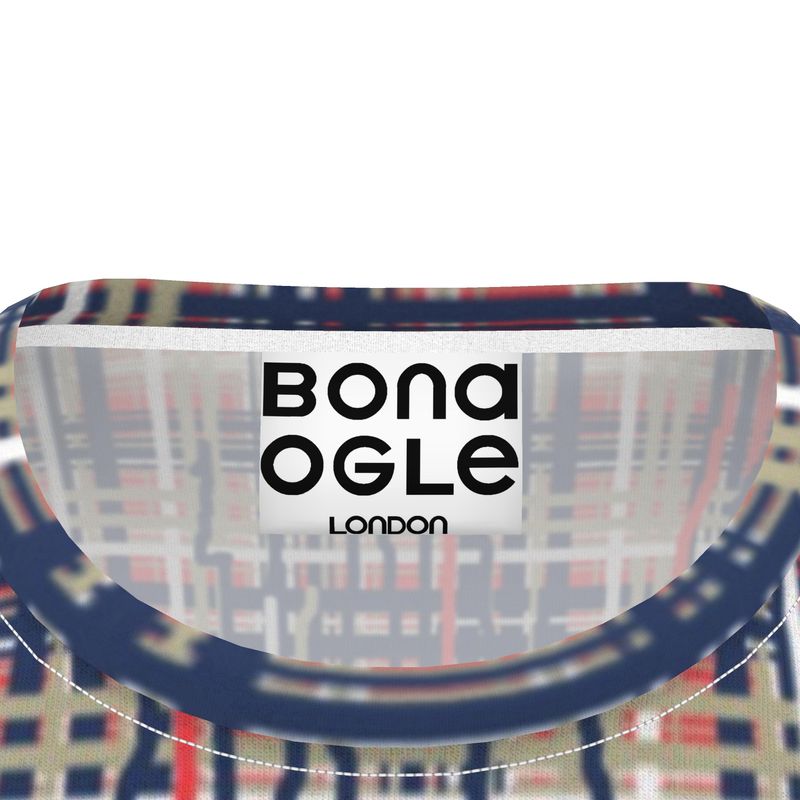 All Over Print T Shirt in Dripping Plaid Blue