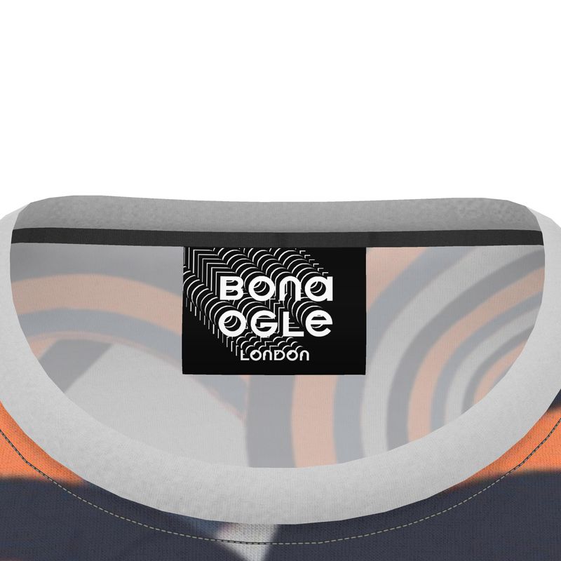 All Over Print T Shirt in Heart Chain Gray Coral