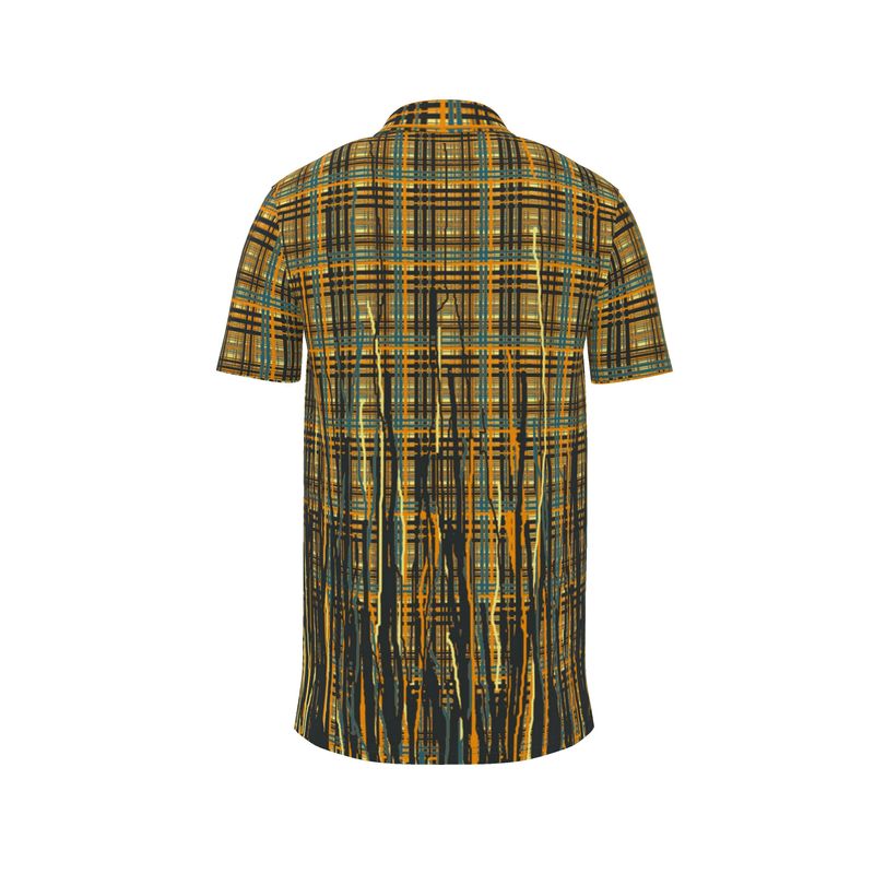 Polo Shirt in Driping Plaid Orange