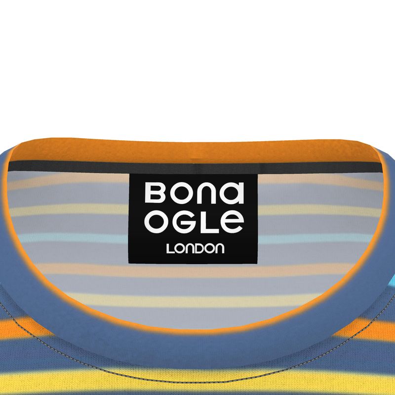 All Over Print T Shirt in Dripping Stripes Vivis
