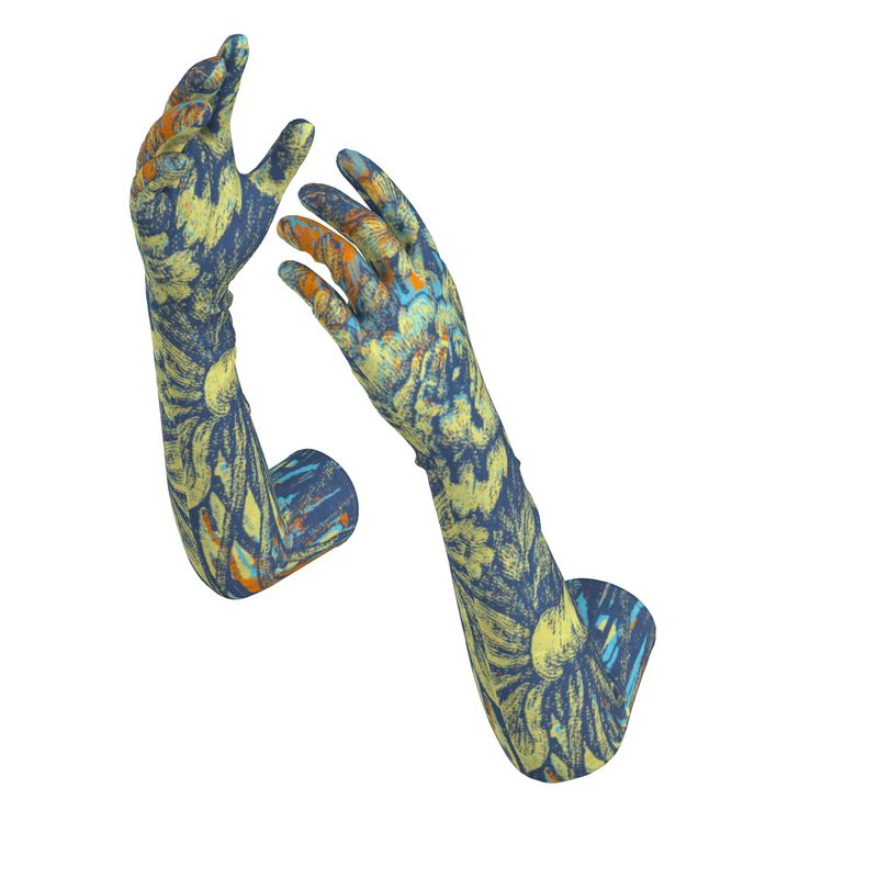 Long Gloves in Dripping Flowers Vivid