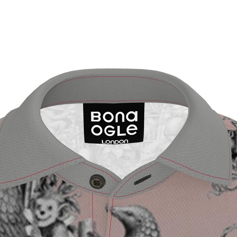 Polo Shirt in Toile de Bosch Gray Coral