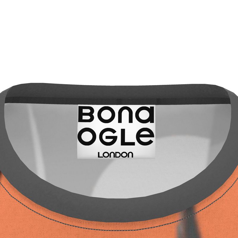 All Over Print T Shirt in Exploding Polka Dots Gray Coral