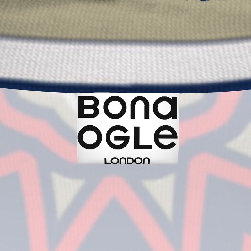 Slim Fit Roll Neck Top in Geo Chain Blue