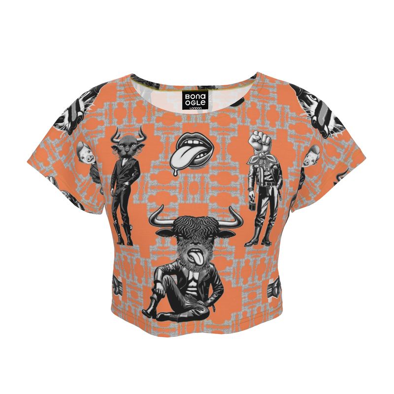 Crop Top in Critters Gray Coral