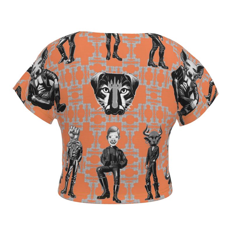 Crop Top in Critters Gray Coral