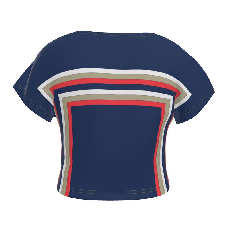 Crop Top in 3d Square Blue