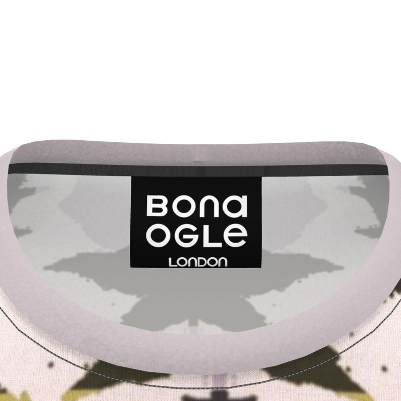 All Over Print T Shirt in Spots Stripes Roses Golden Sunset