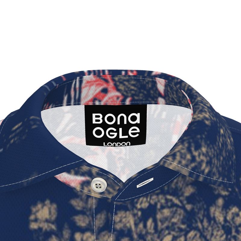 Polo Shirt in Dripping Flowers Blue
