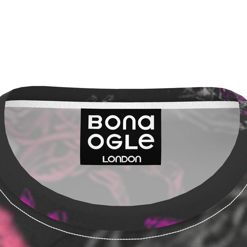 All Over Print T Shirt in Toiles Des Bosch Fuchsia Carbon