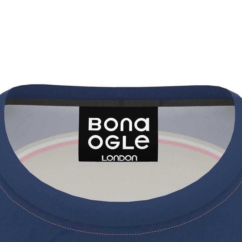 All Over Print T Shirt in Contours Blue Beige