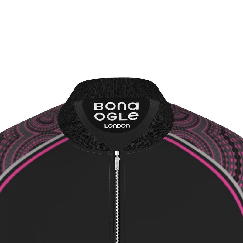 Bomber Jacket in Contours Pattern Fuchsia Carbon