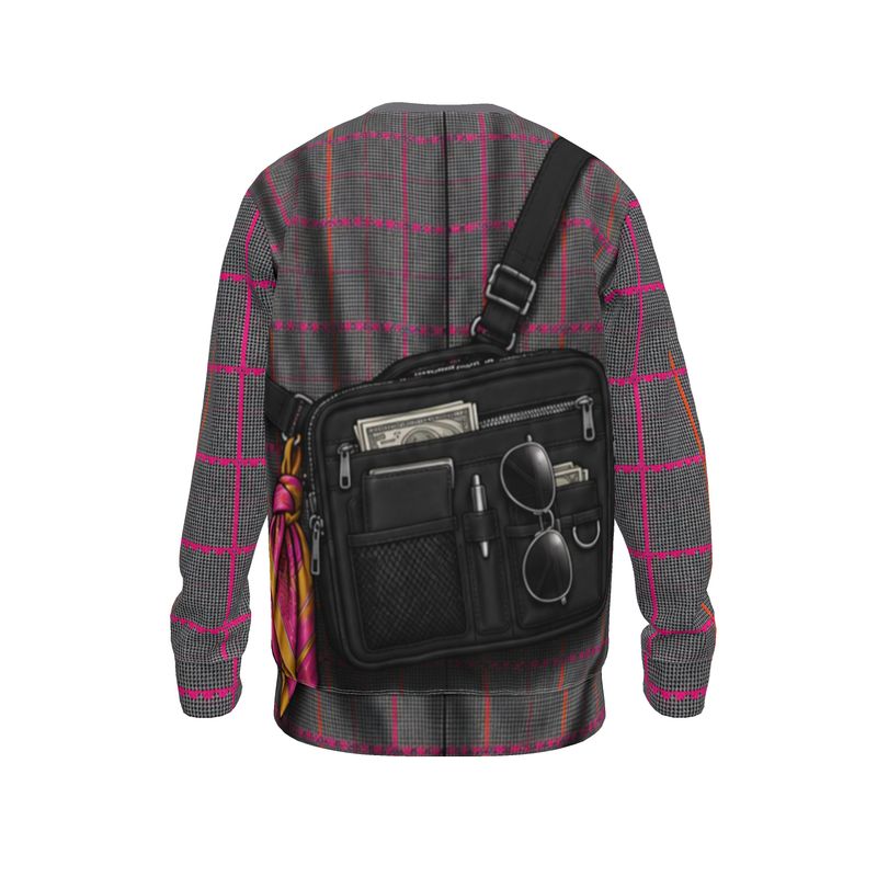Sweatshirt in Trompe Toile Fuchsia Carbon