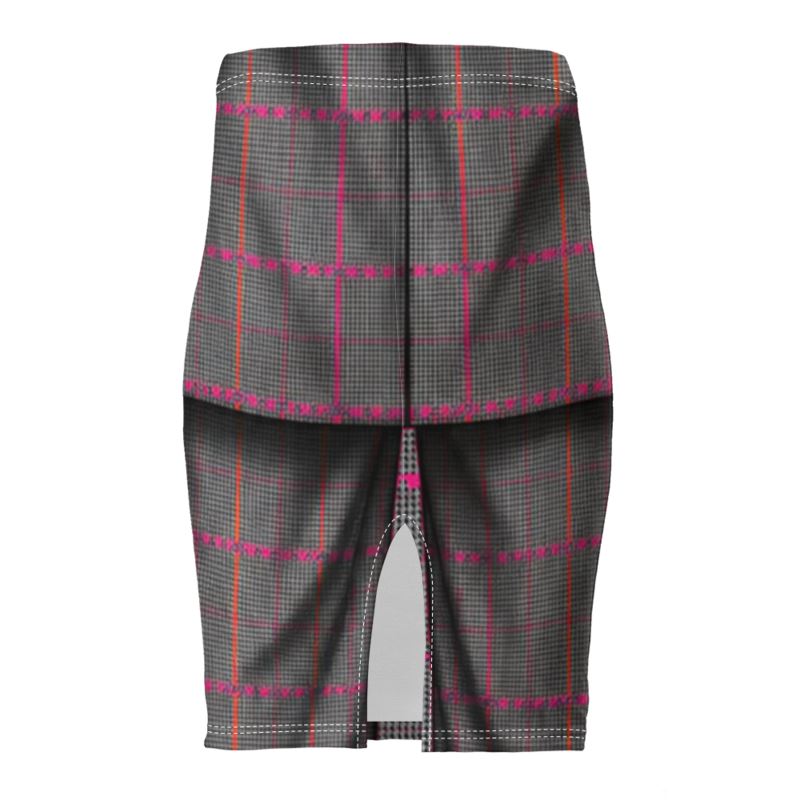 Pencil Skirt in Trompe Toile Fuchsia Carbon