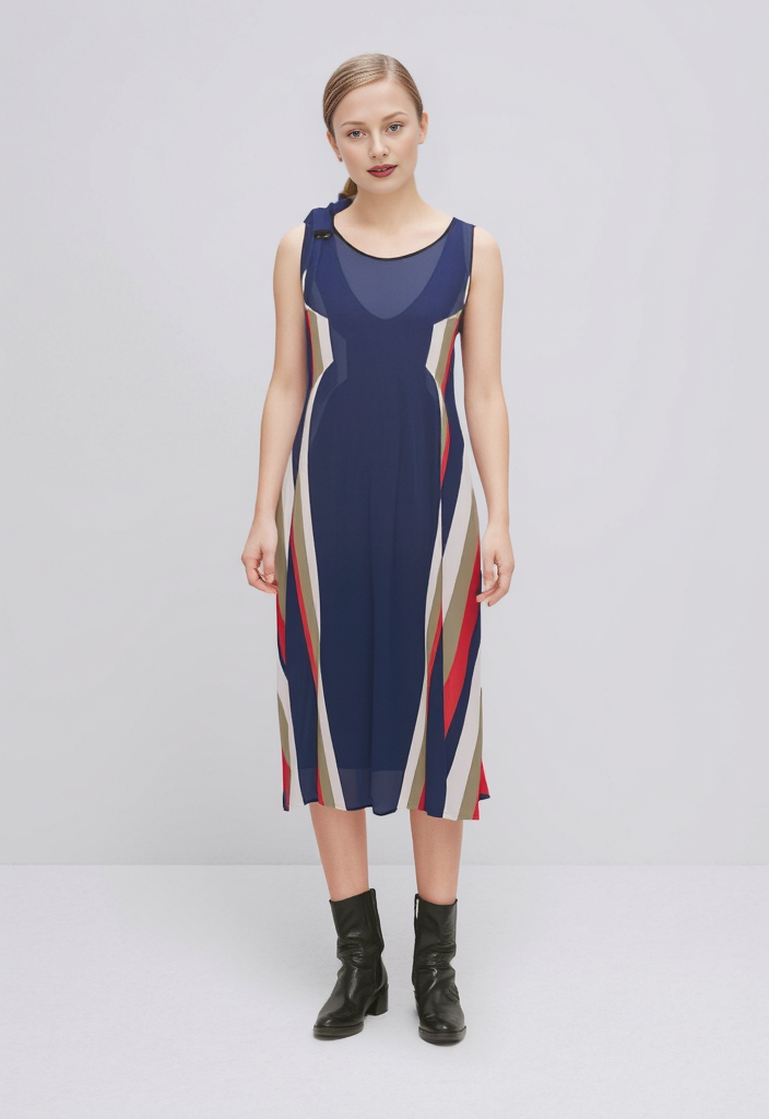 Sleeveless Midi Dress in 3D blue