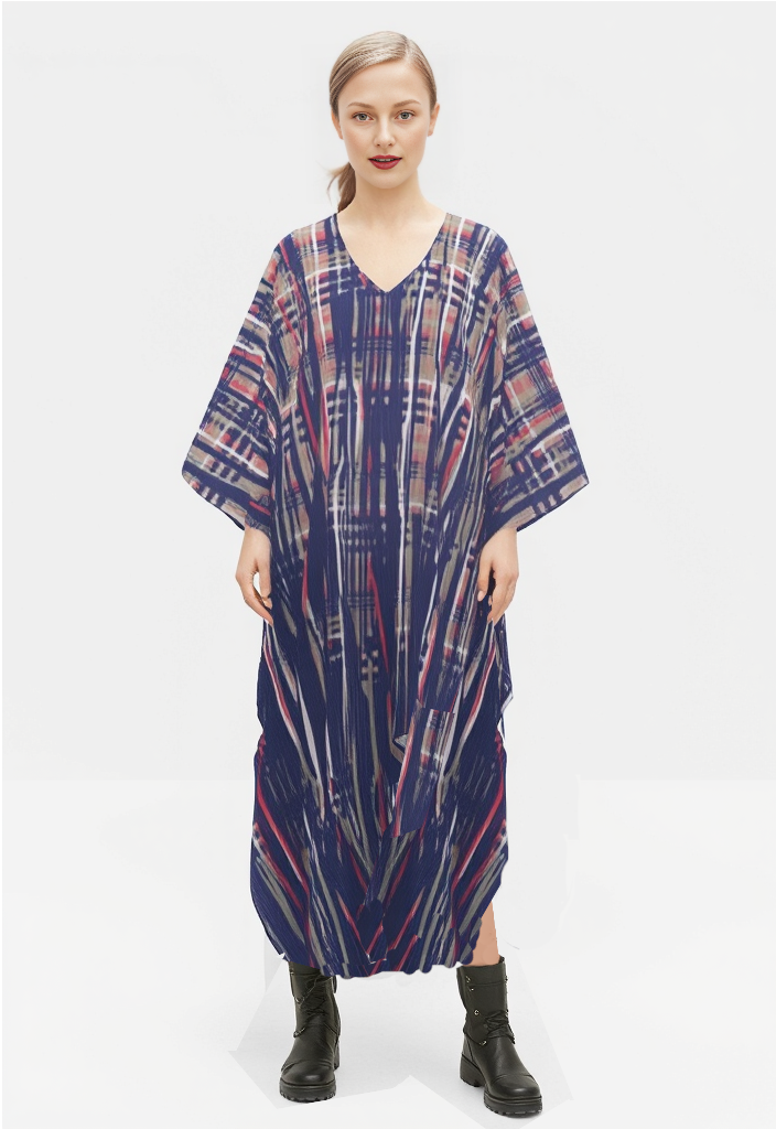 Kaftan in Dripping Plaid Sports Blue