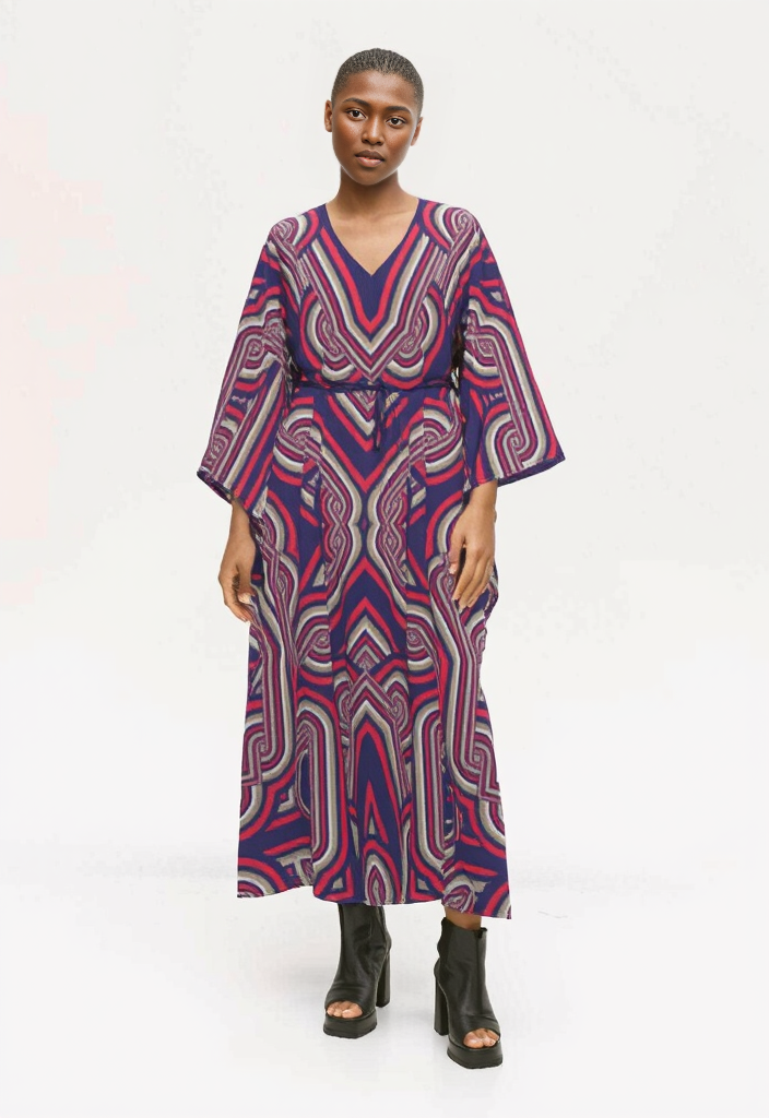 Kaftan in Geo Chains Blue