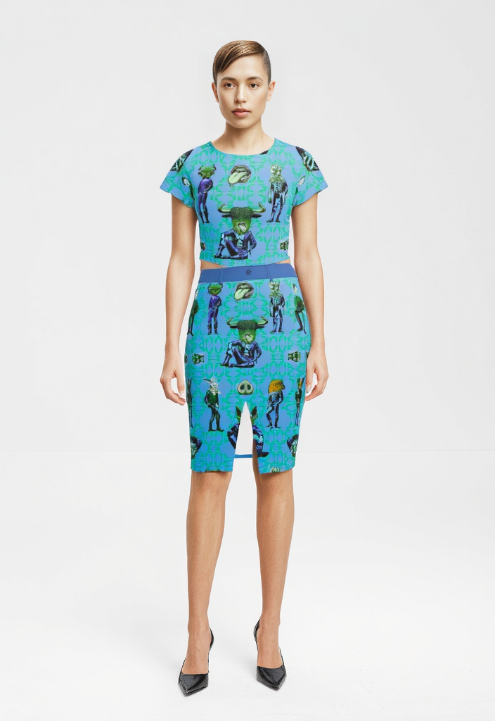 Crop Top In Critters Vivid Sky