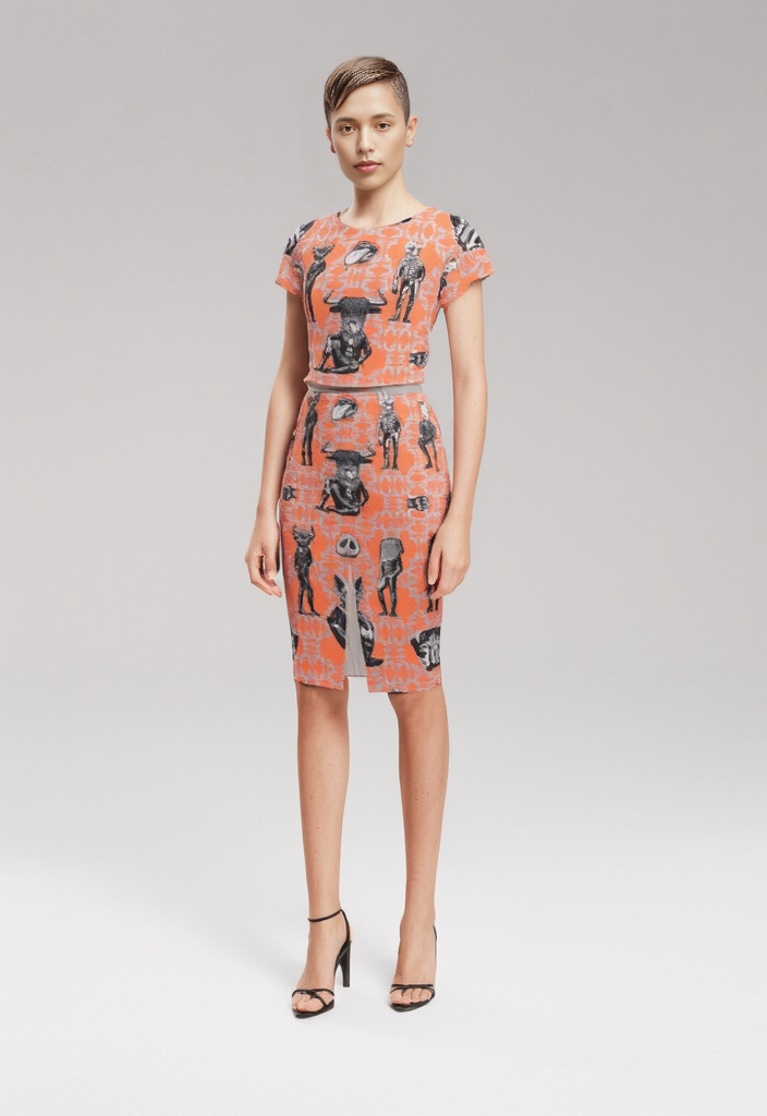 Crop Top in Critters Gray Coral