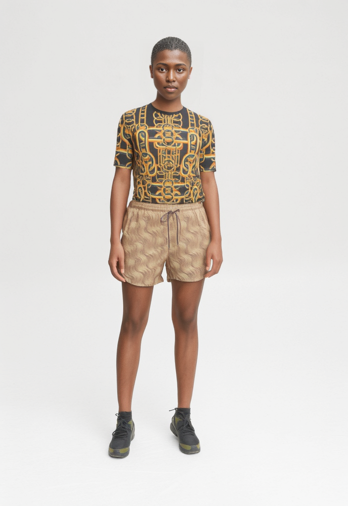 All Over Print T-Shirt in Diagonal Chains Orange