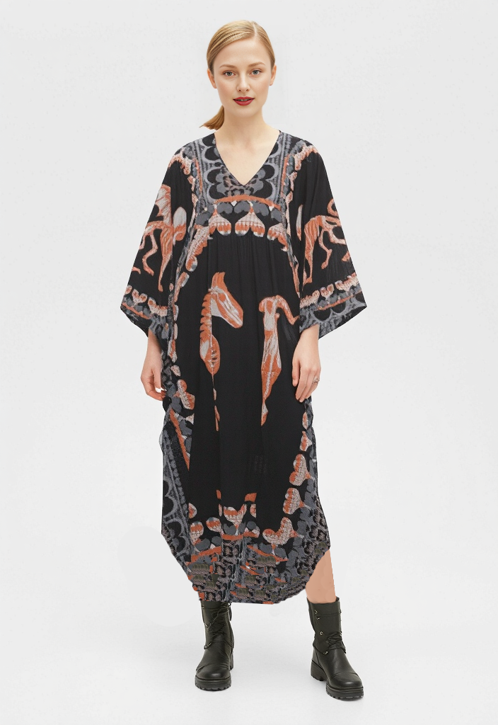Kaftan in Bona Bones Gray Coral