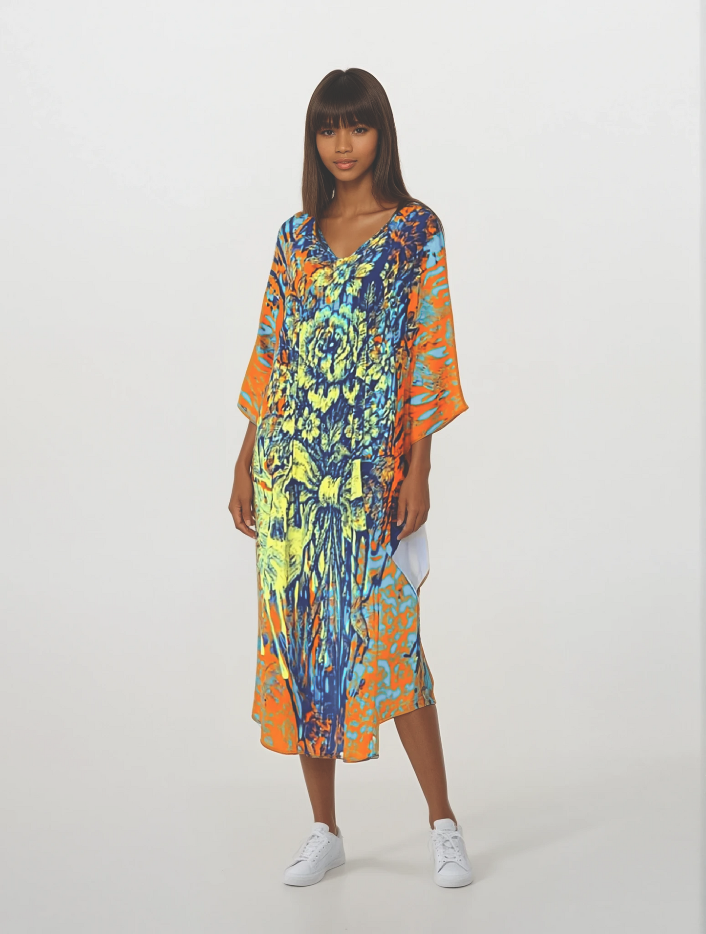 Kaftan in Dripping Flowes vVvid