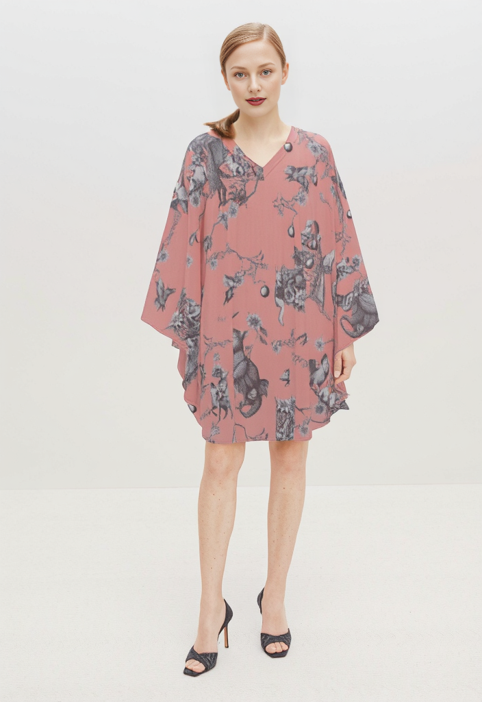 Shorrt Kaftan in Toile De Bosch Coral Gray