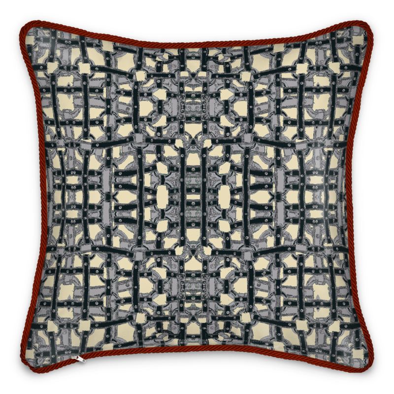 Silk Cushions in straps colour 1