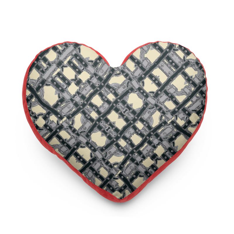 Heart Cushion in straps colour 1