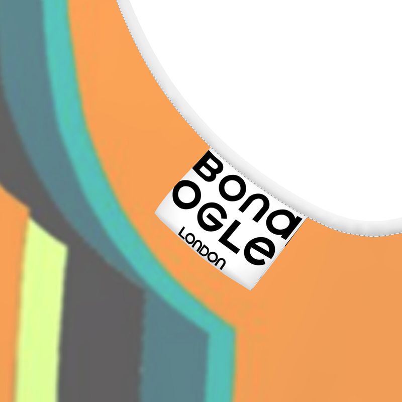 Sleeveless Midi Dress in 3D hourglass orange.