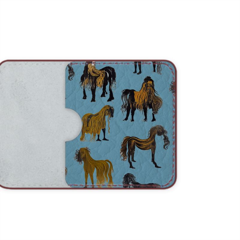 Leather Card Case in Hairy Horse Air Force Blu