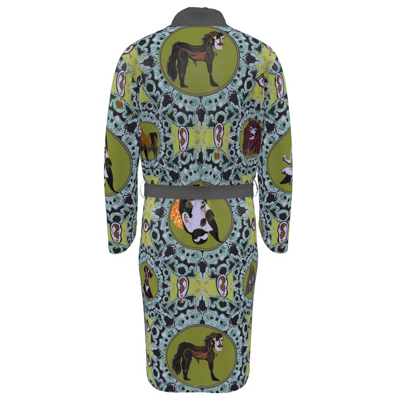 Dressing gown in creatures, green