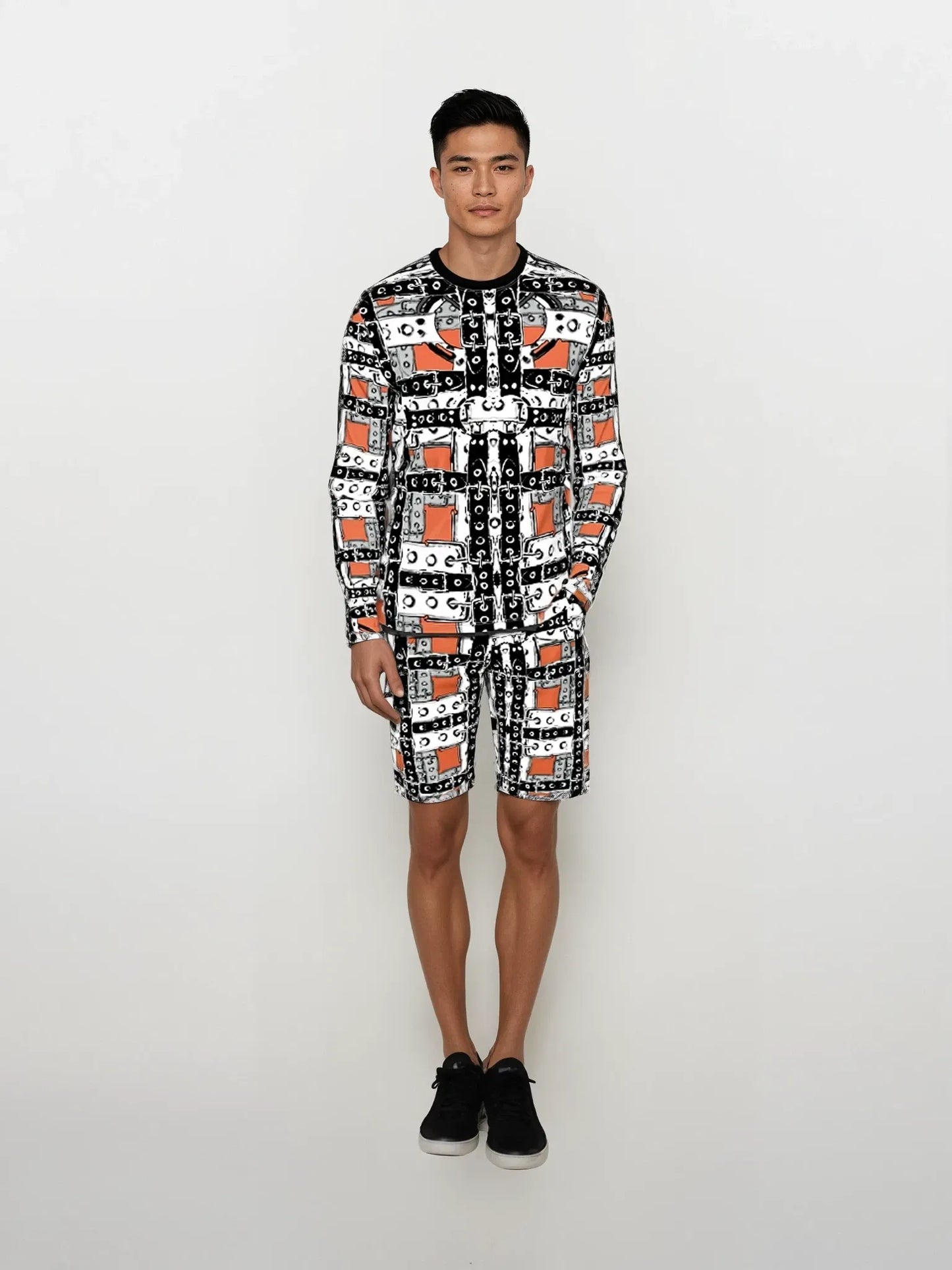 Polo Co-ord Set in Harness Gray Coral - Sweat Shorts in Harness Gray Coral