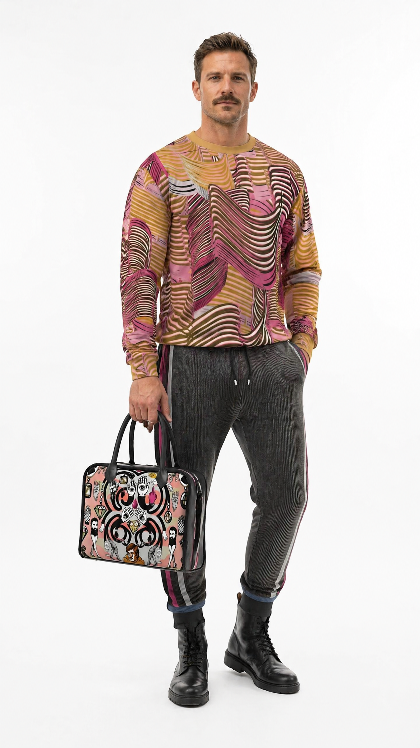 Sweatshirt in Brush Strokes in Gold Dawn