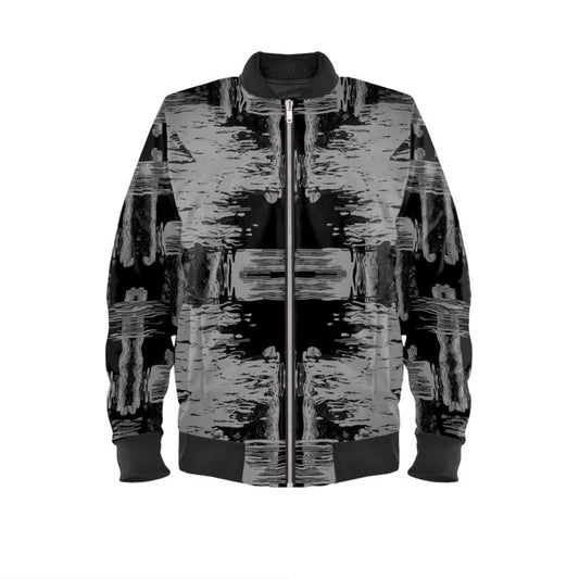 Bomber Jacket in ikat drip grey