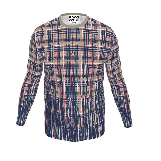 LS T-Shirt in Dripping Plaid Blue